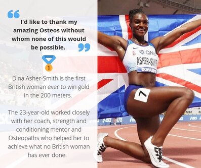 Dina Asher-Smith thanking her Osteopaths quote